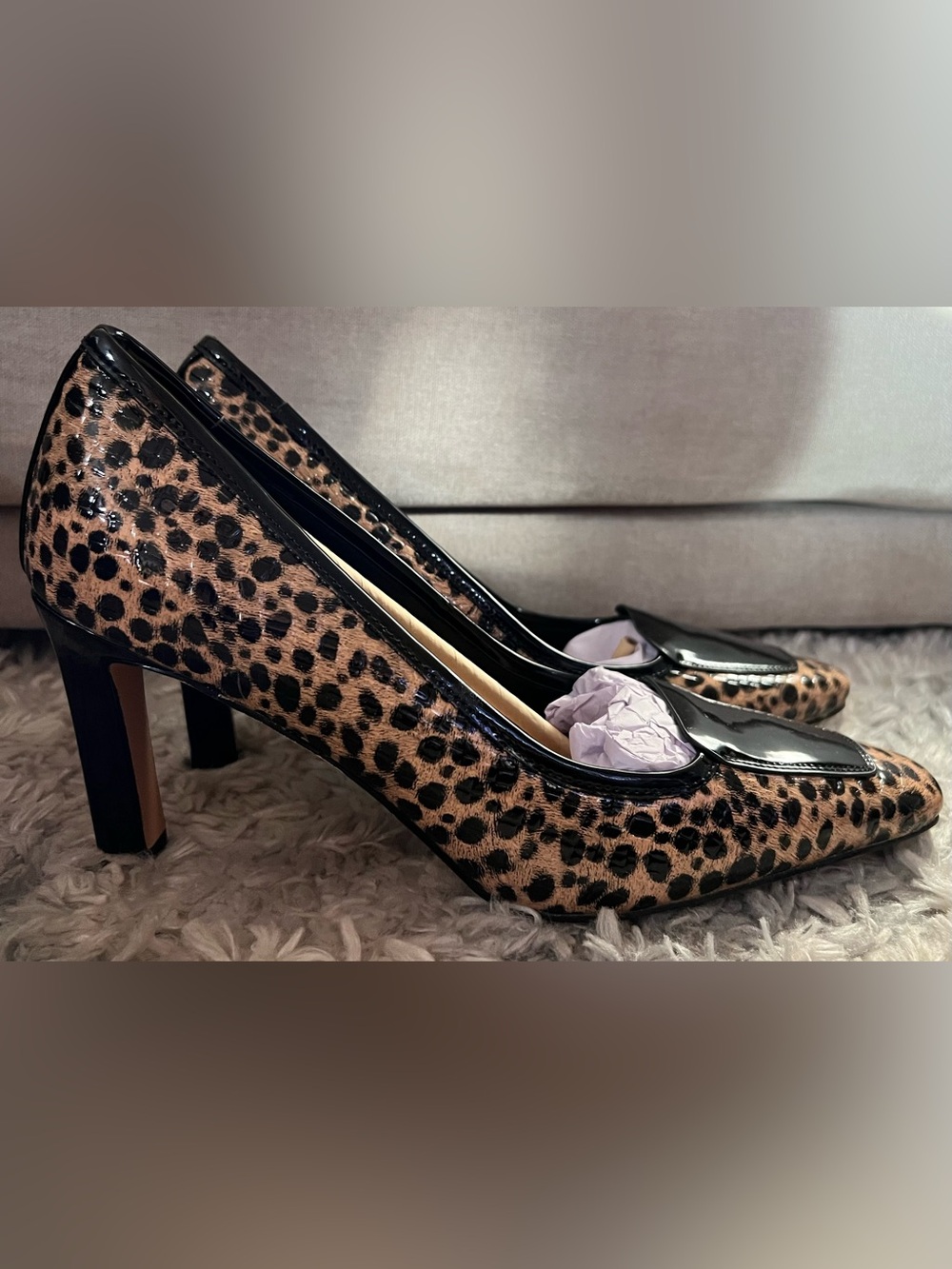 Leopard Print Patent-Trim Women's Pumps - Brown & Black